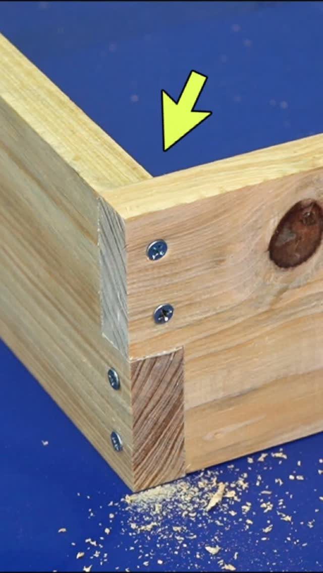 Joining Wood Together: 4 Ideas for Strong Joints 4 Wooden beams joined at a right angle with metal screws on blue background.